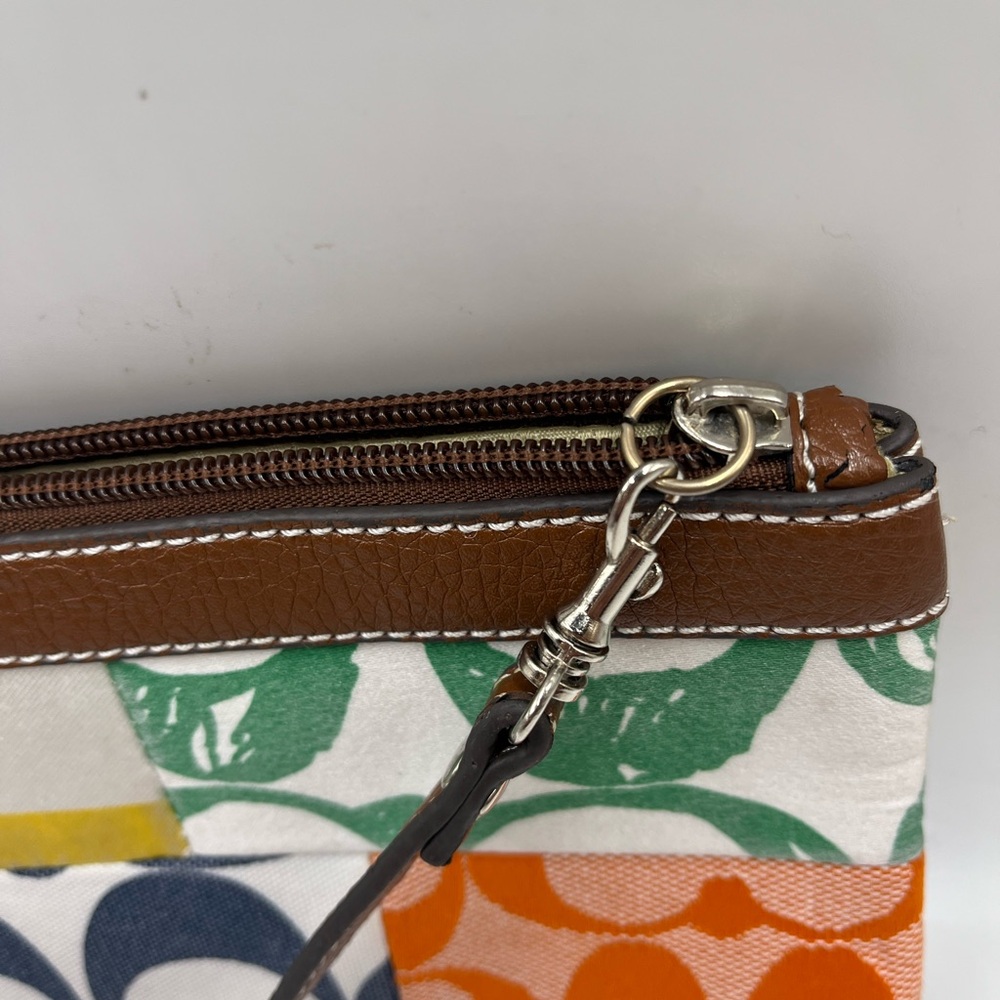 COACH Multi Fabric Stripe Signature Floral Gingham Wristlet - Picture 4 of 8